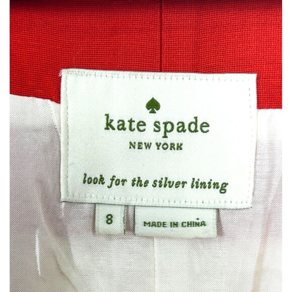 Kate Spade Gayle Fit and Flare Dress Red Cream Size 8 Sleeveless Silk Pleated E4 - Picture 11 of 12